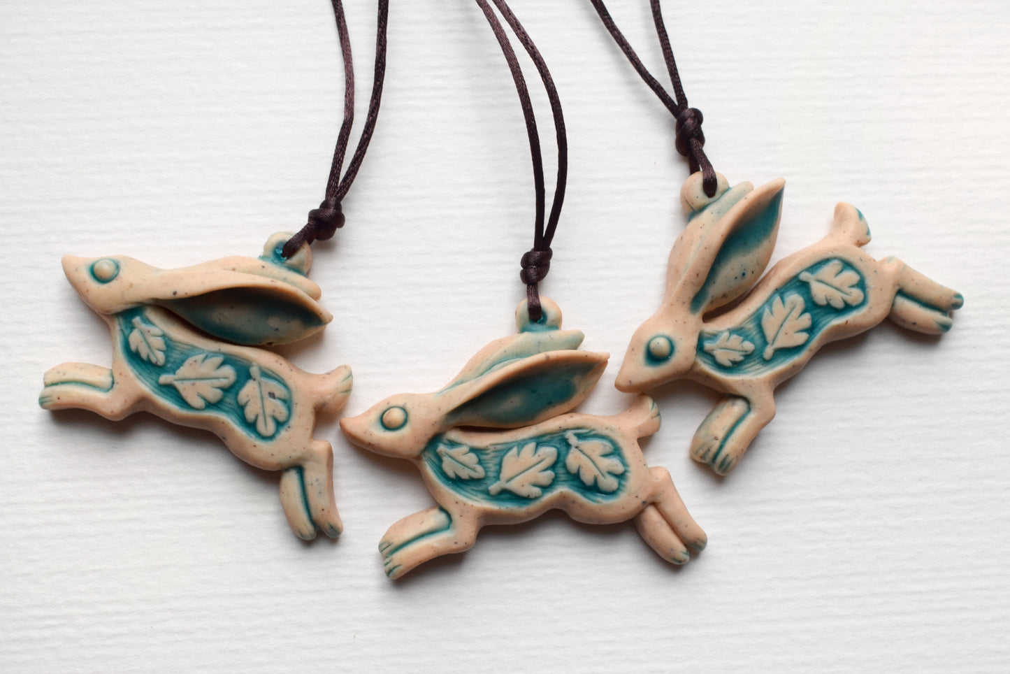Running Hare Polymer Clay Pendant (b1)