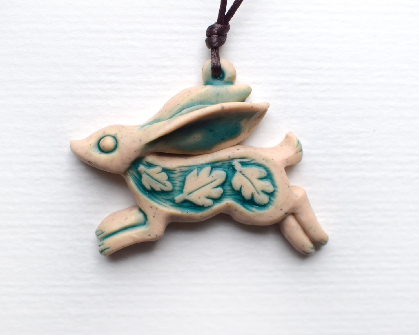 Running Hare Polymer Clay Pendant (b1)