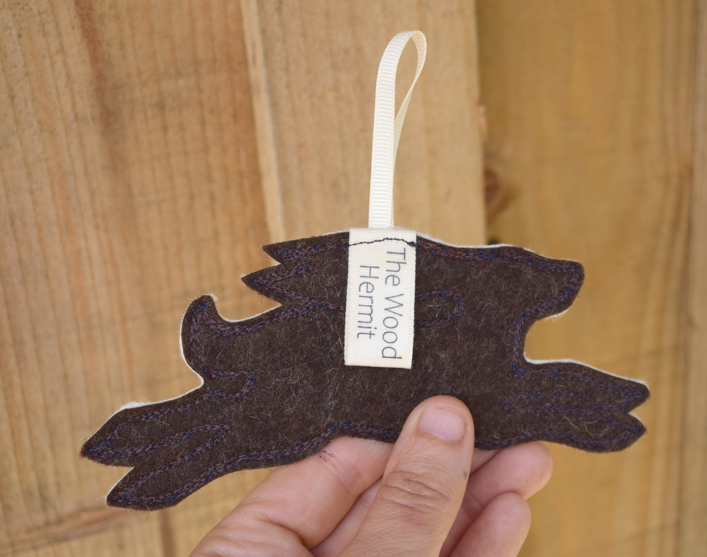 Inky Blue Hare, felt wall hanging with embroidery MADE TO ORDER