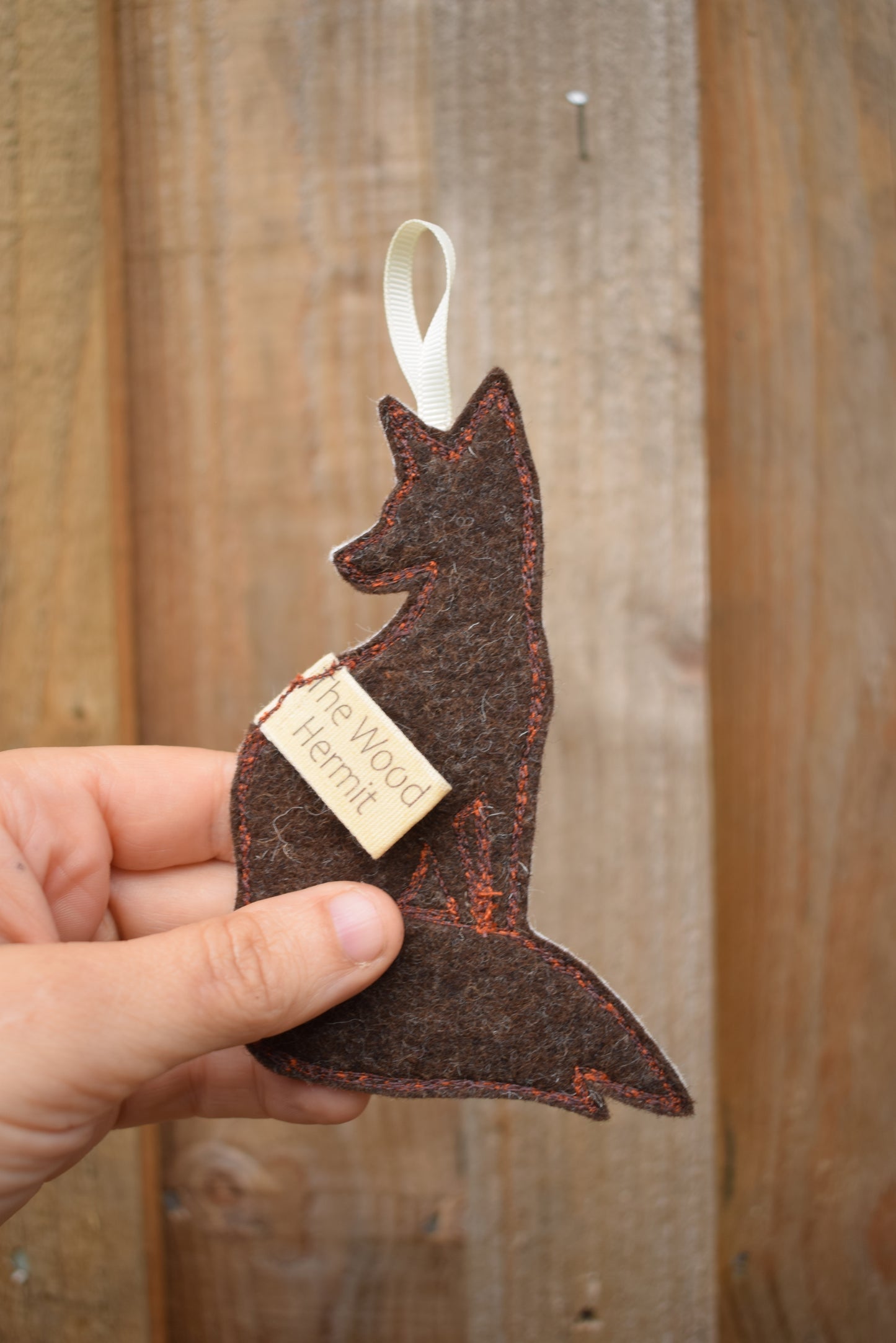 Burnt Orange fox, felt wall hanging with embroidery MADE TO ORDER