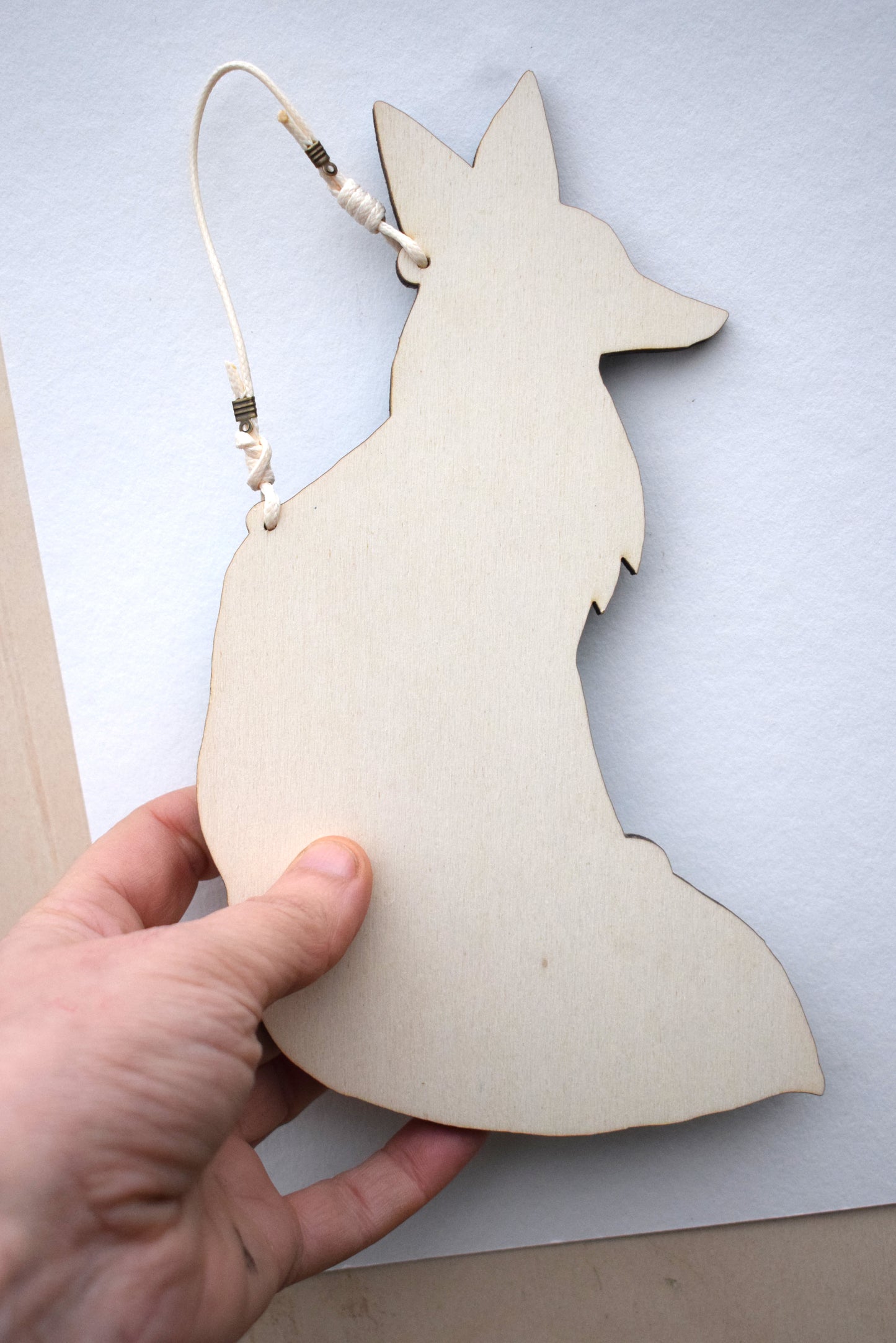 Green Fox Wall Hanging - Lino Print on Wood