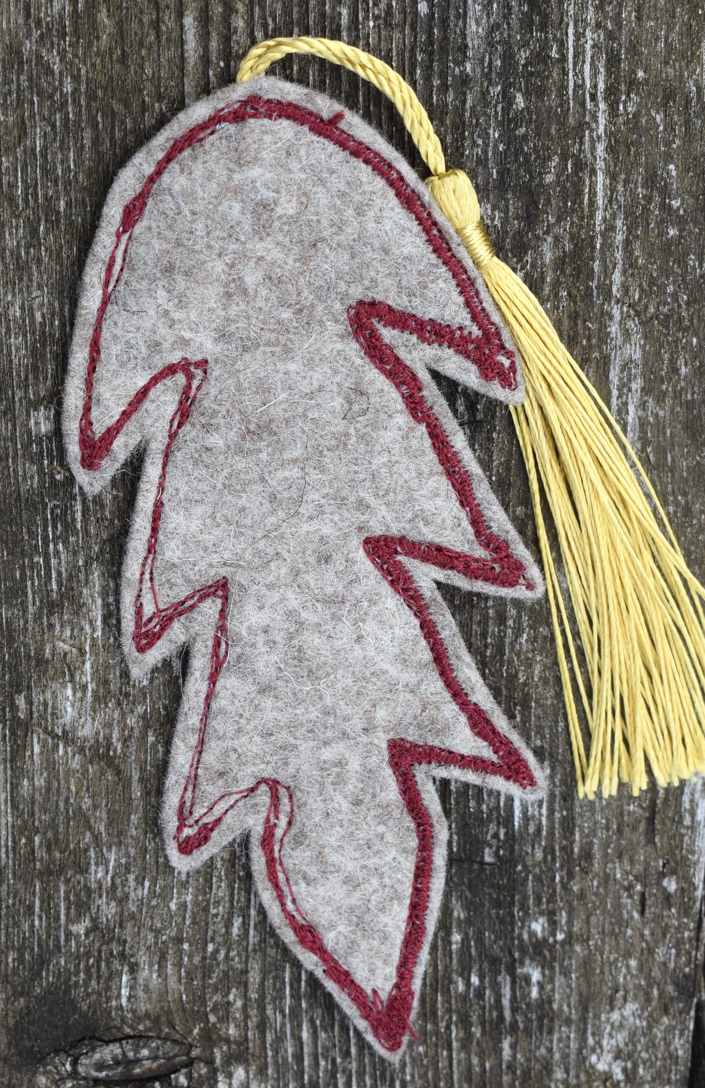 Leaf Bookmark (merino felt and cotton floral patterned fabric)