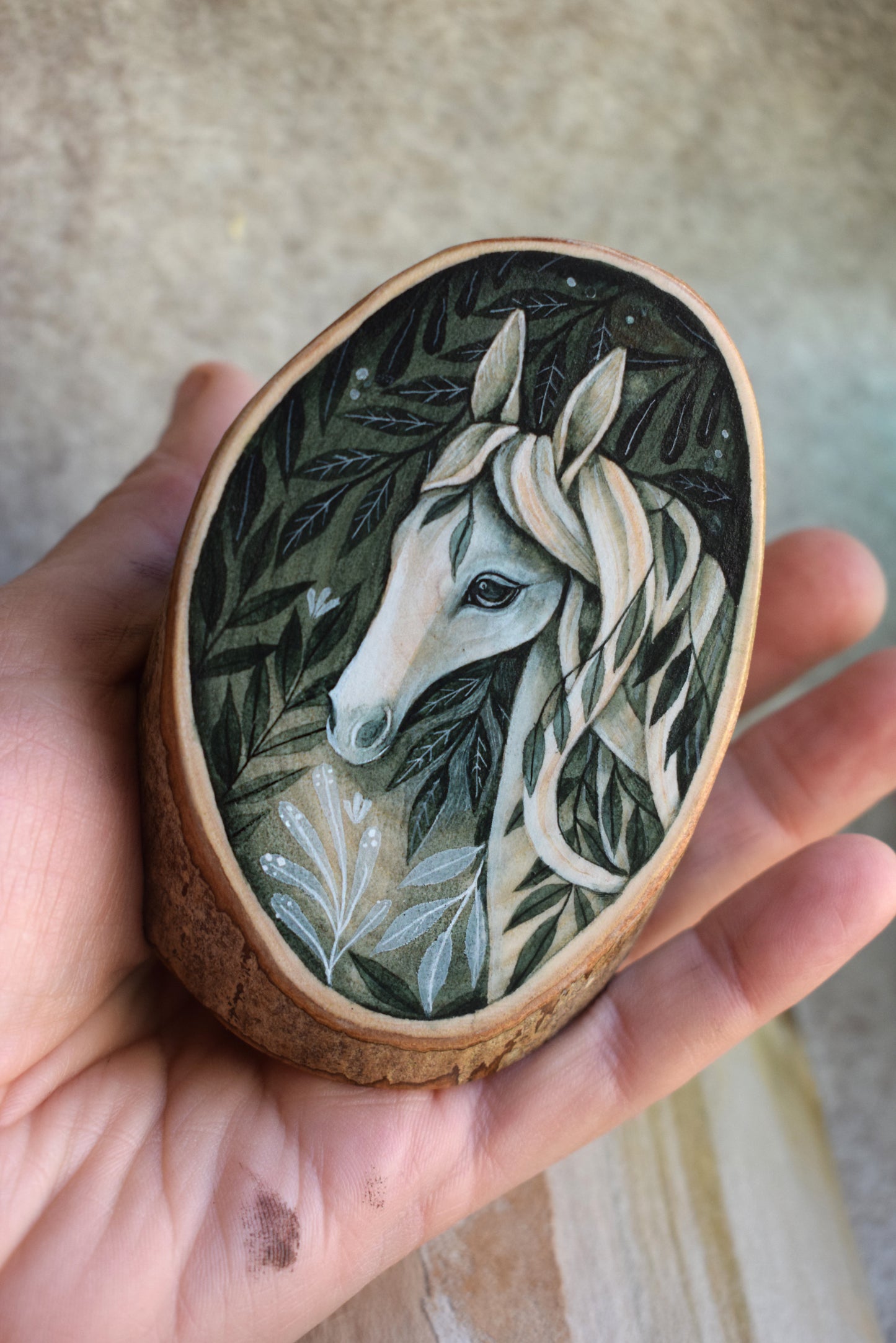 Watercolour on Sycamore Forest Horse