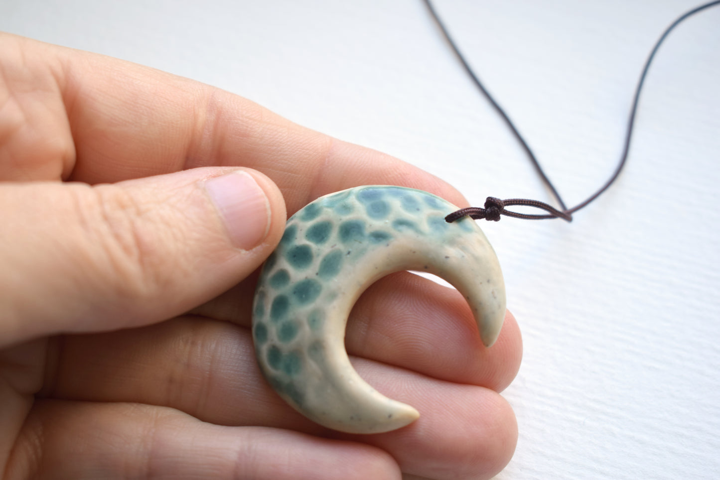 Crater Moon Polymer Clay Pendant