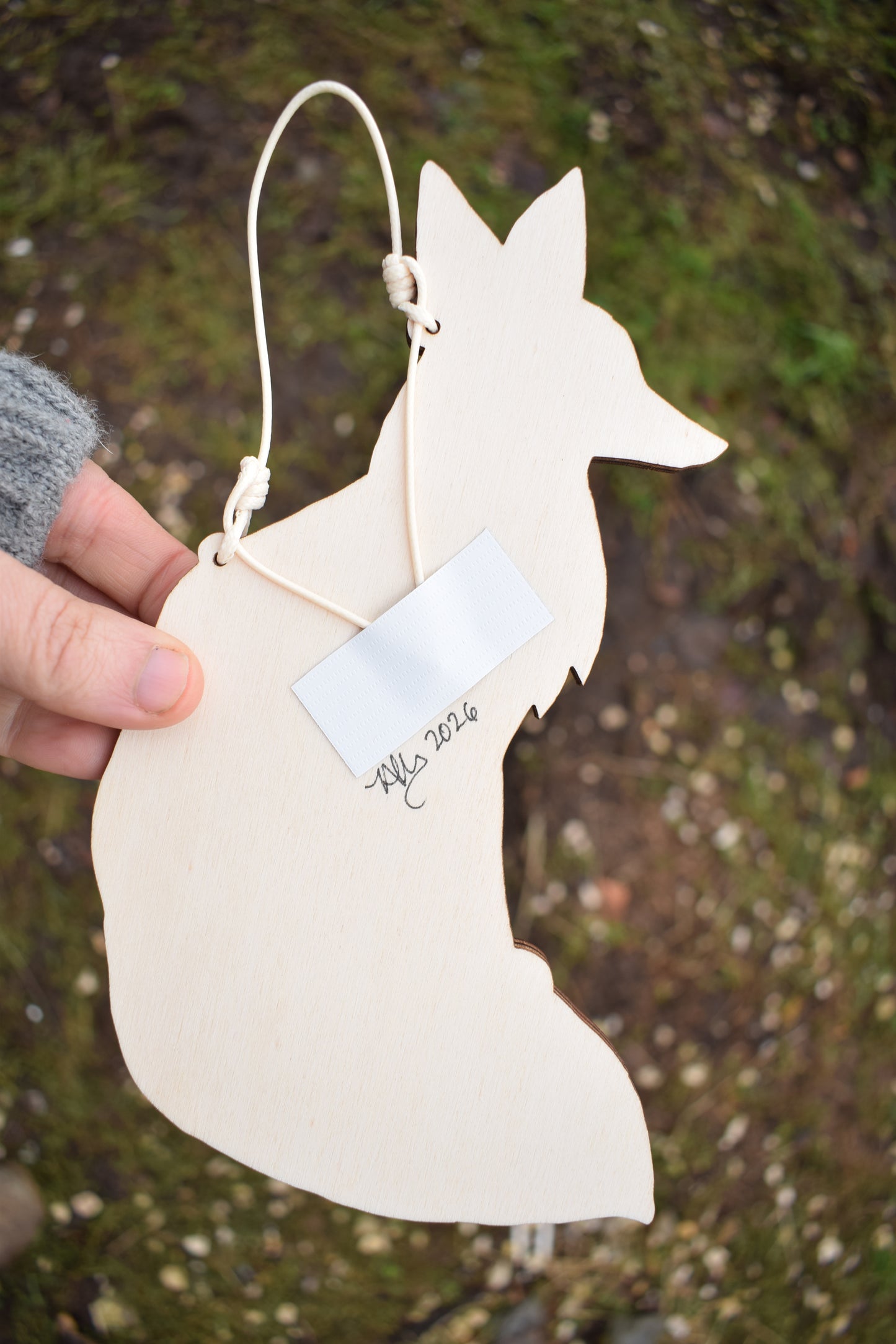 Teal Wooden Fox Wall Hanging (b28)