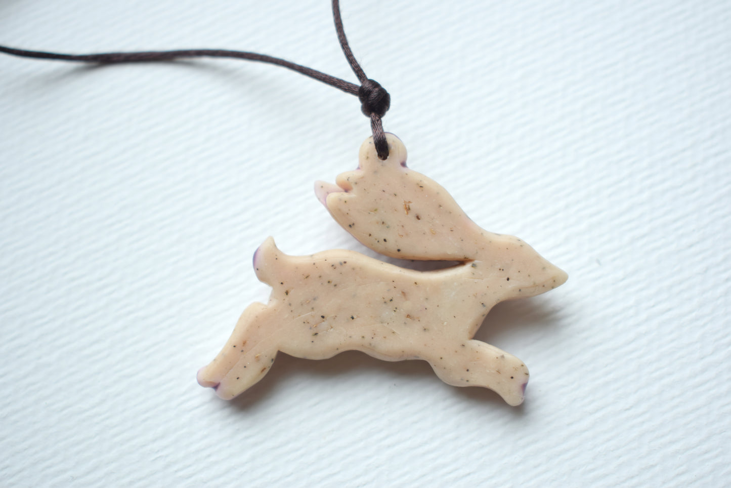 Running Hare Polymer Clay Pendant