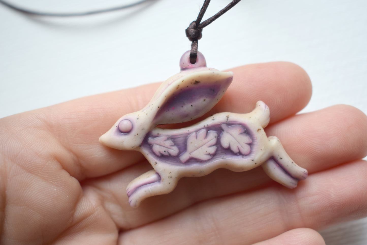 Running Hare Polymer Clay Pendant