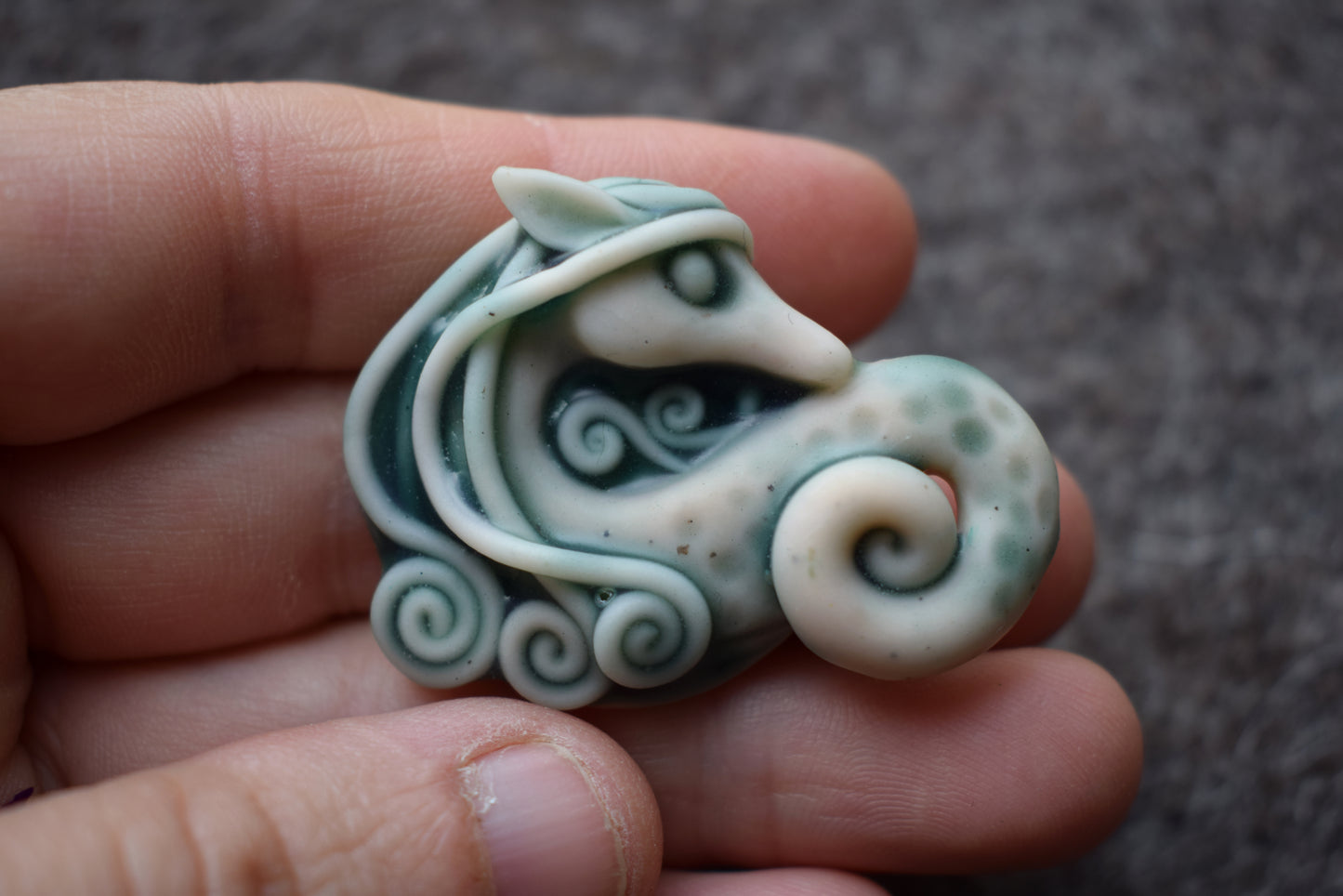 Green Kelpie brooch (b9)