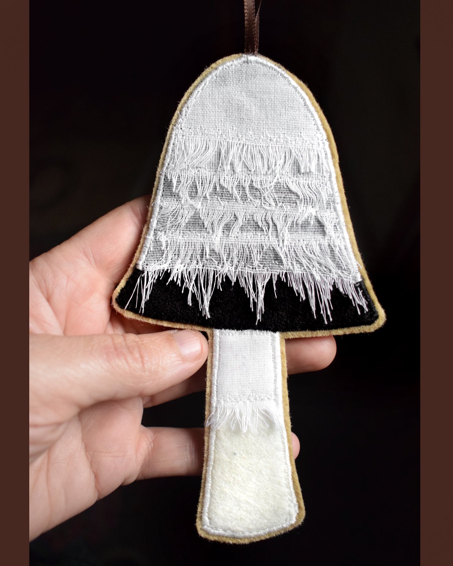 Ink cap mushroom - wall hanging with embroidery MADE TO ORDER