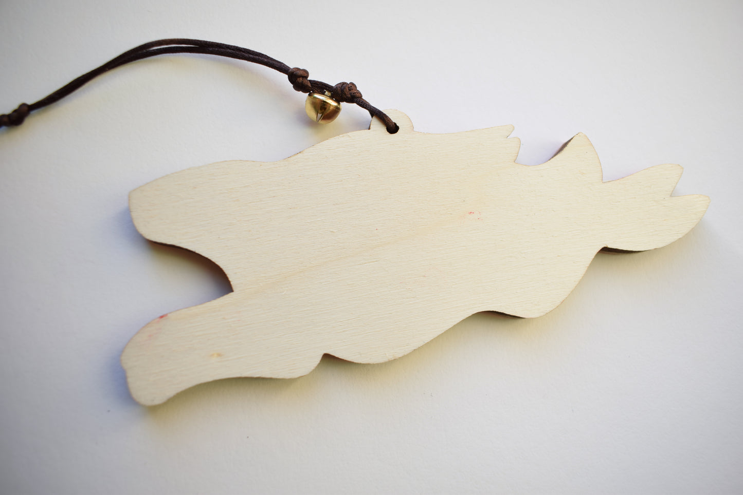 Christmas/Yule Hare - Lino print on wood ornament