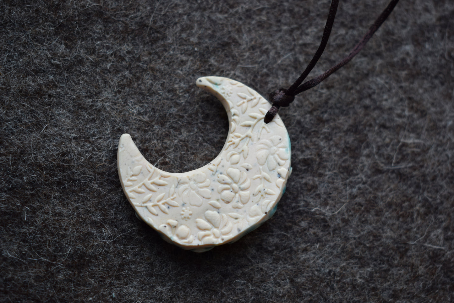 Moon Polymer Clay Pendant (b13)