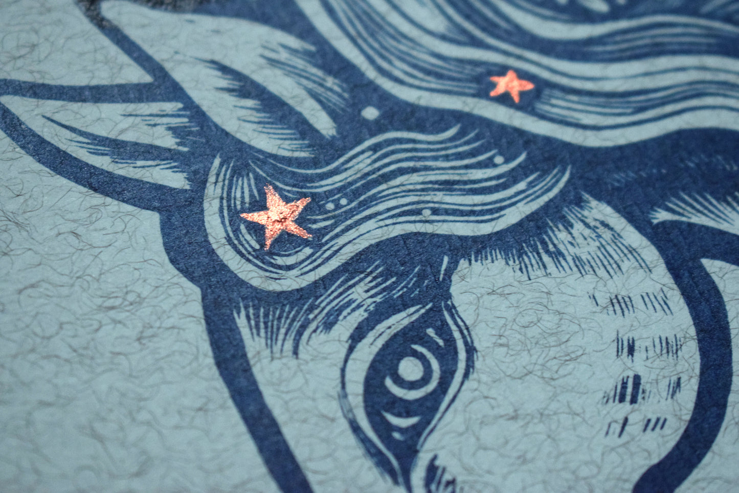Kelpie - Screen print with copper hand painted stars