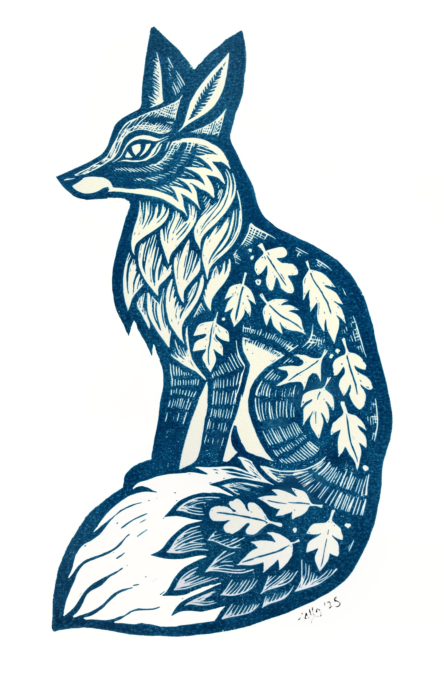 Fox - Lino Print on Paper