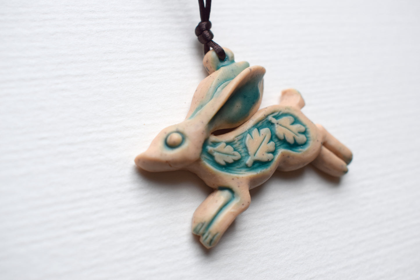 Running Hare Polymer Clay Pendant (b1)
