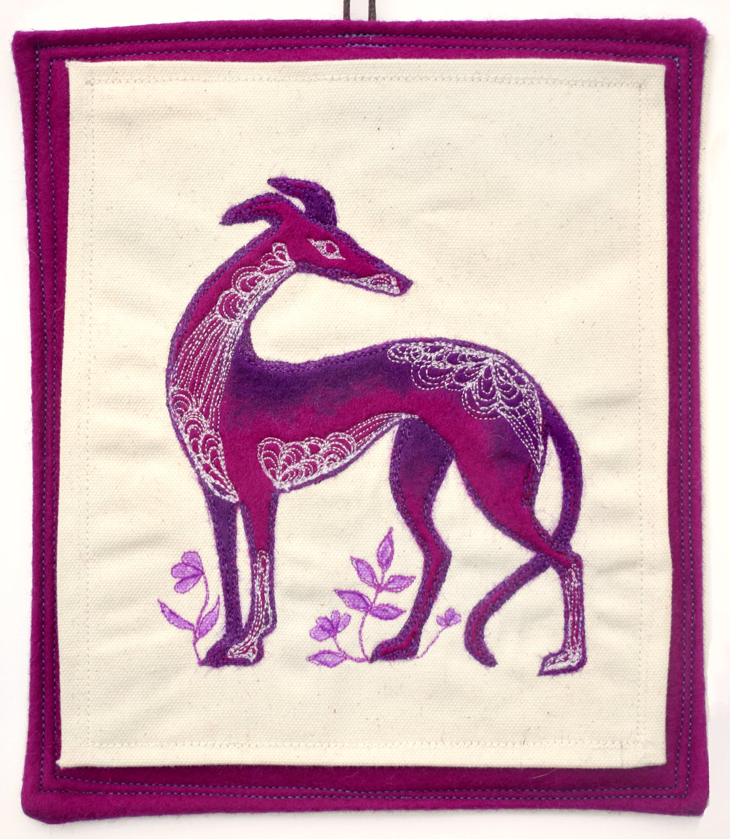Embroidered Sighthound Wall Hanging
