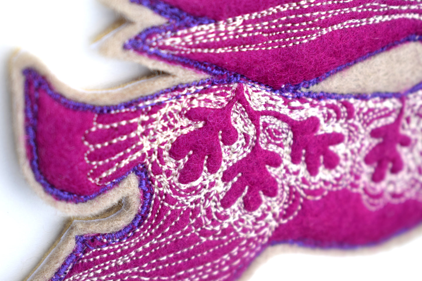 Embroidered leafy hare wall hanging