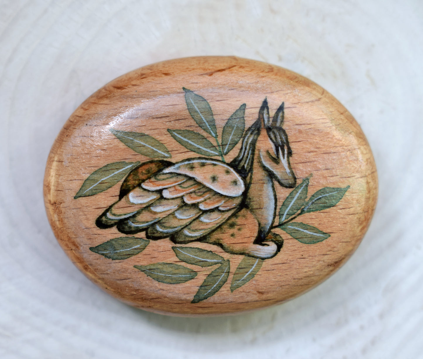 MINI Pebble - Pegasus Watercolour painting on Beech wood