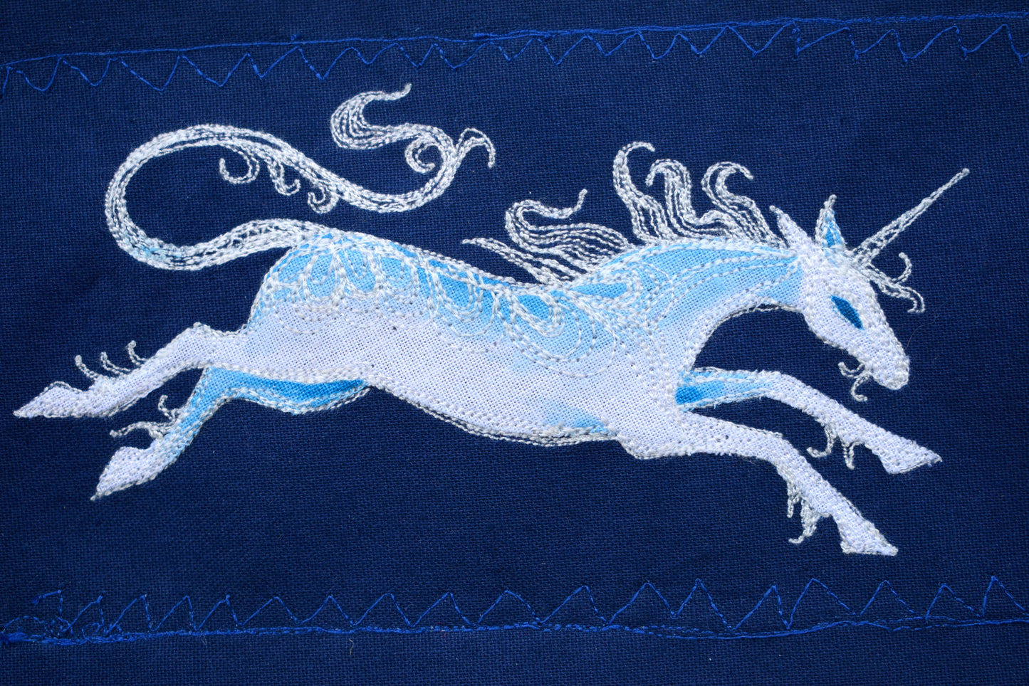 Unicorn wall hanging embroidery on wooden frame