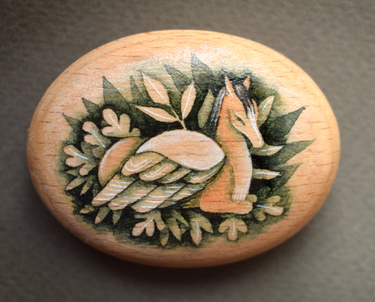 MINI Pebble - Pegasus Watercolour painting on Beech wood
