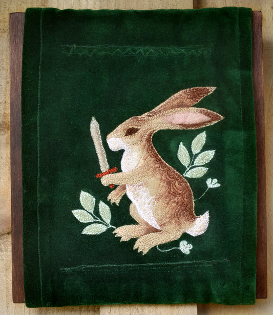Battle Rabbit Applique on Wood Frame