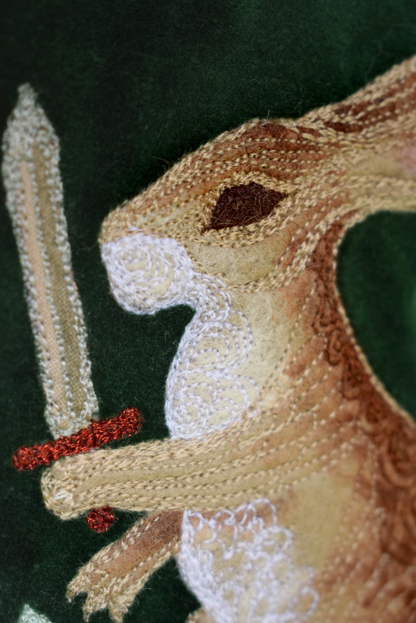 Battle Rabbit Applique on Wood Frame