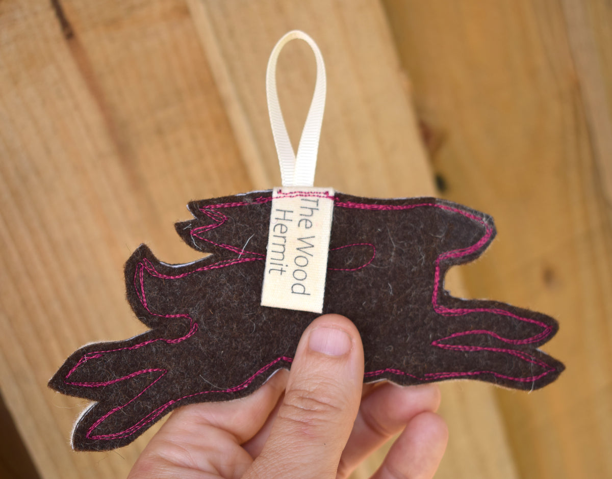 Mulberry Purple Hare, felt wall hanging with embroidery MADE TO ORDER