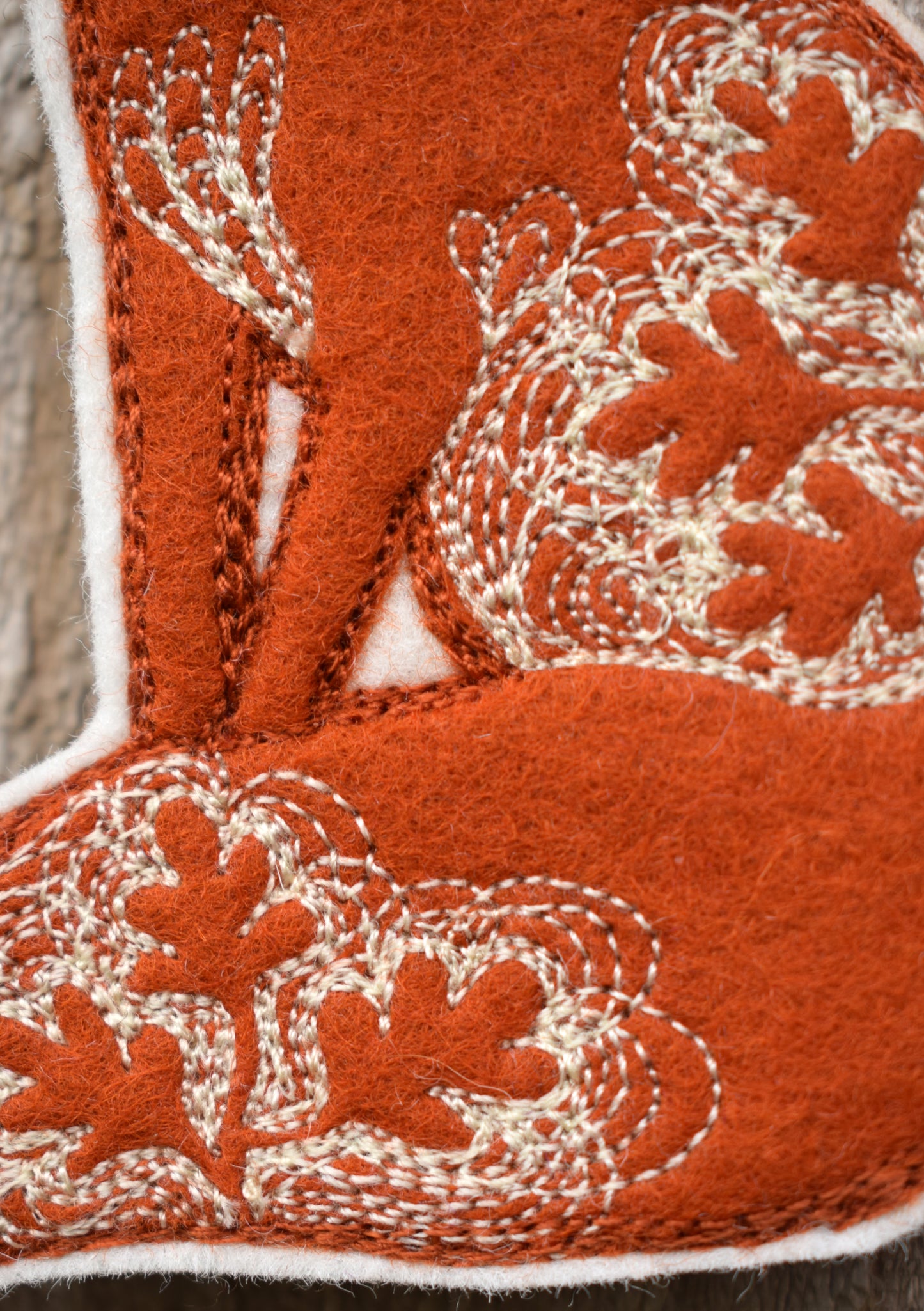 Burnt Orange fox, felt wall hanging with embroidery MADE TO ORDER