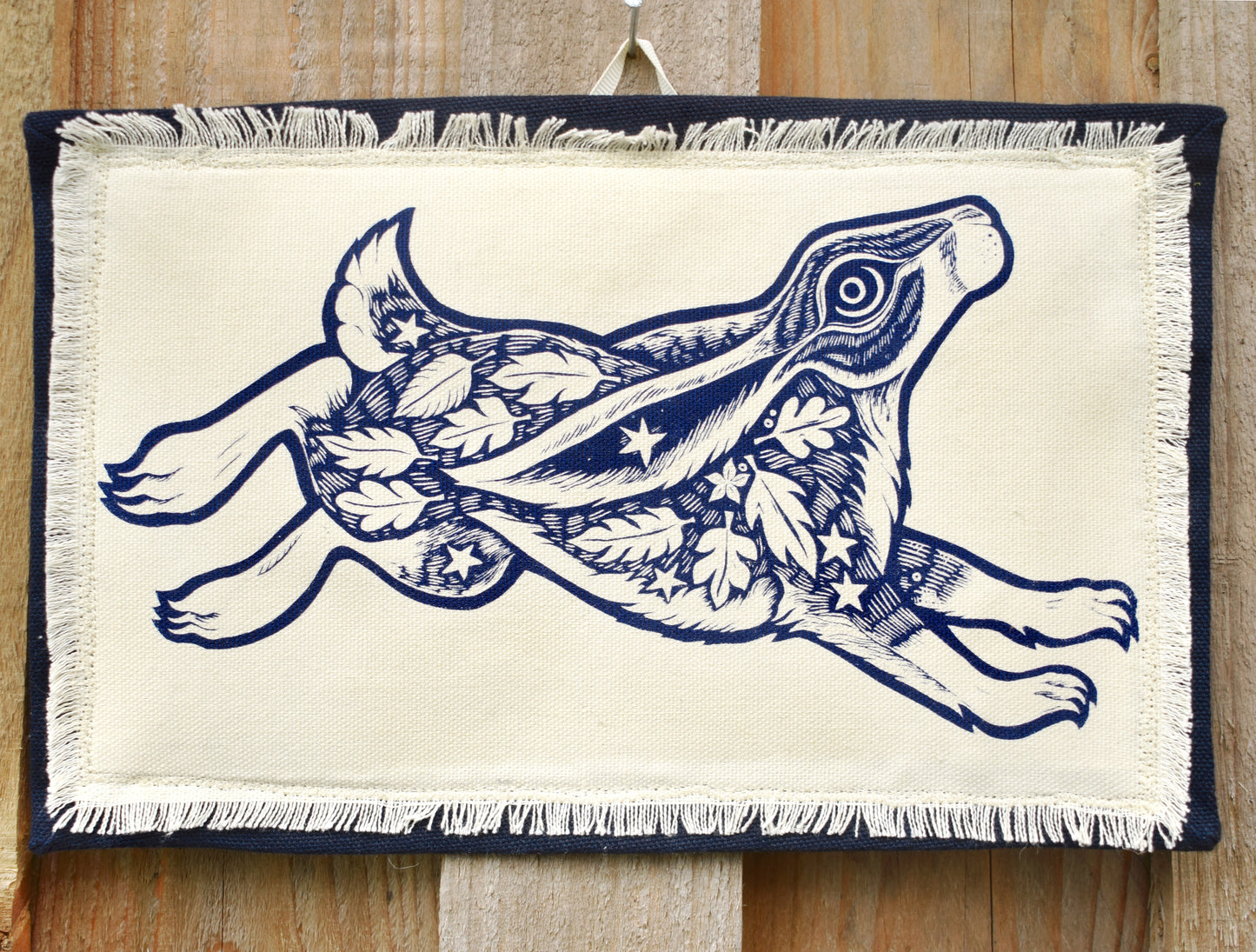 Starry Hare Screen Printed wall hanging