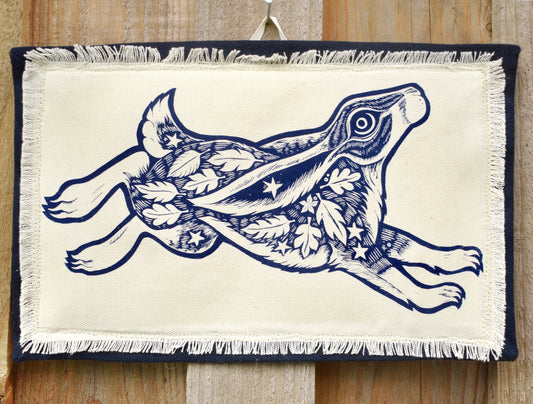 Starry Hare Screen Printed wall hanging