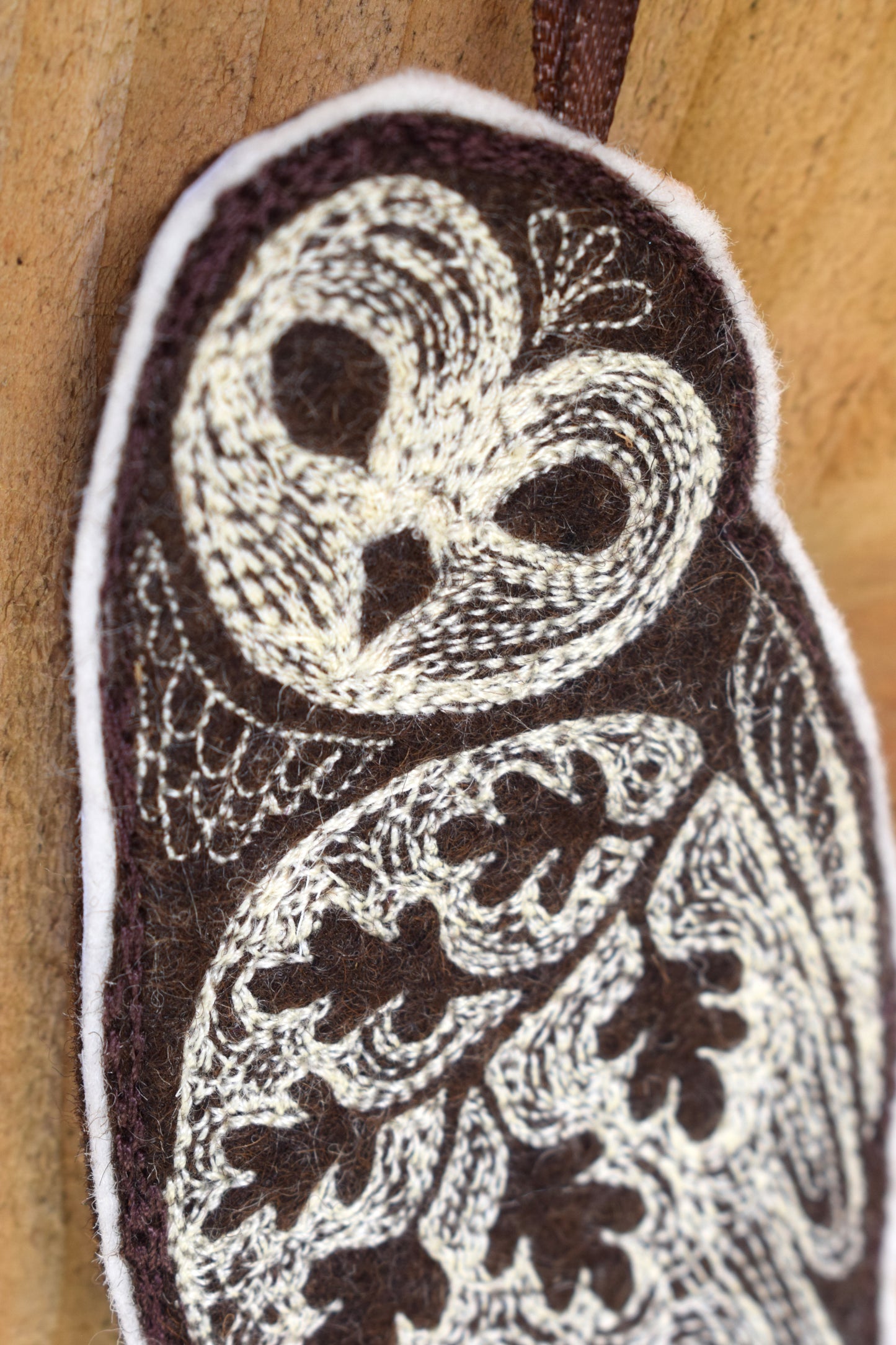 Brown Owl, felt wall hanging with embroidery MADE TO ORDER