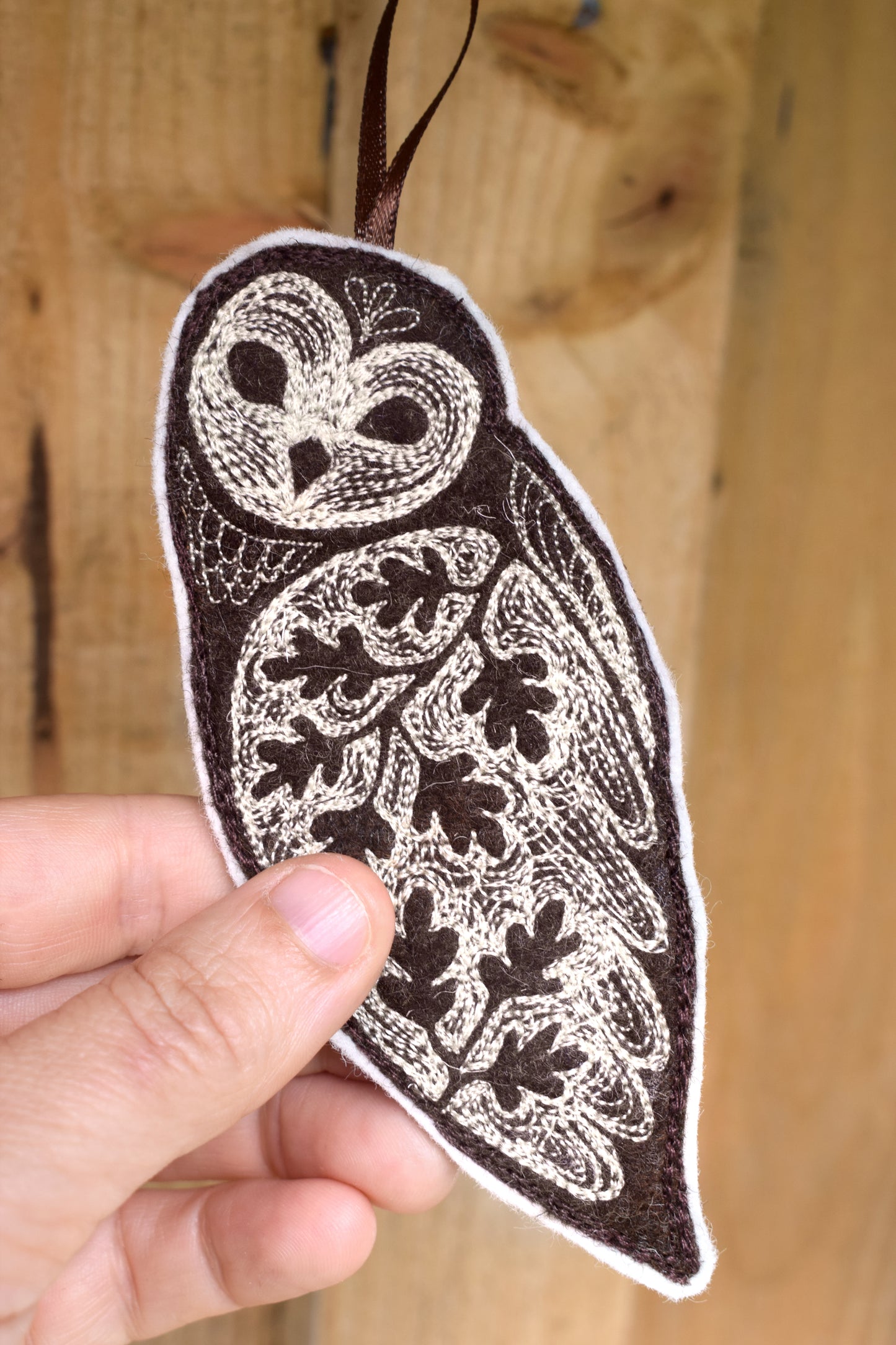 Brown Owl, felt wall hanging with embroidery MADE TO ORDER