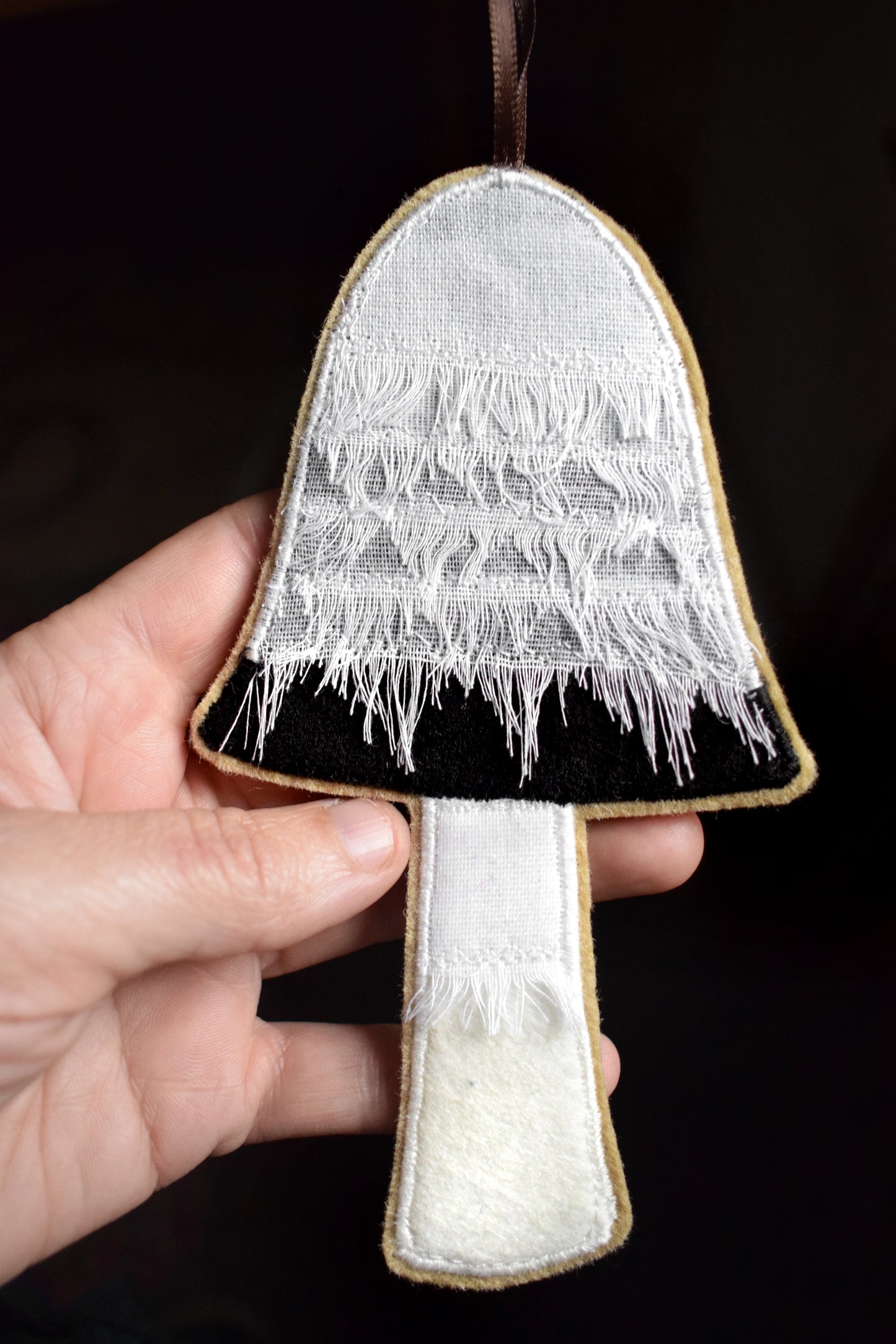 Ink cap mushroom - wall hanging with embroidery MADE TO ORDER