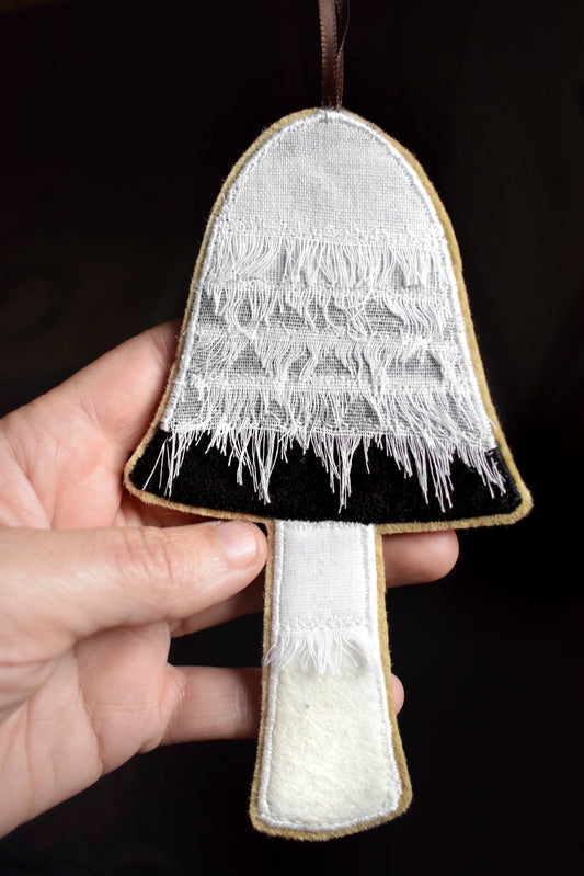 Ink cap mushroom - wall hanging with embroidery MADE TO ORDER