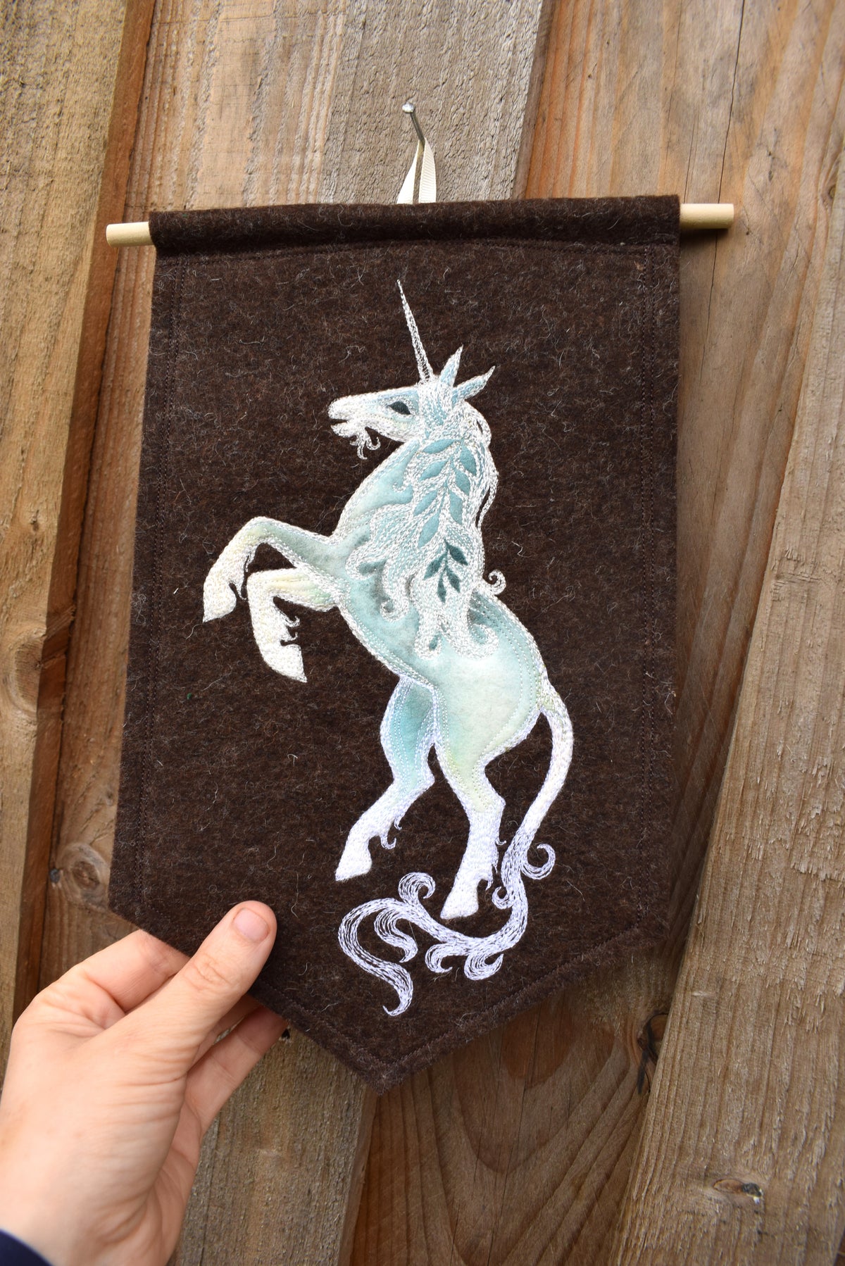Unicorn Banner - Embroidery on Wool Felt
