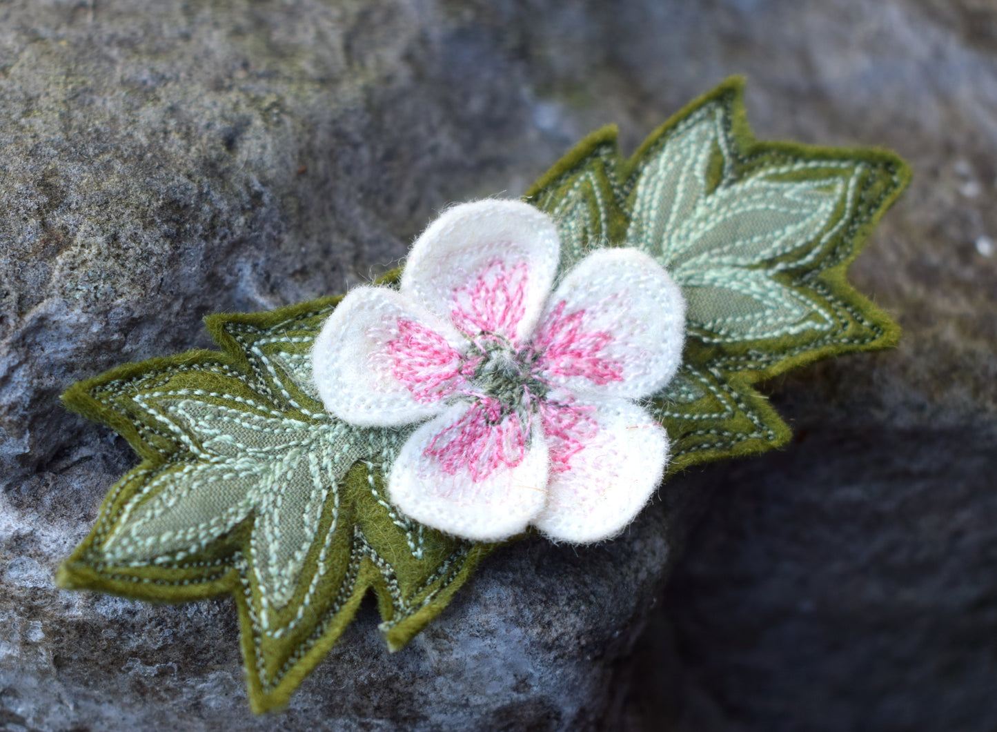 Hawthorn Brooch - Embroidered felt