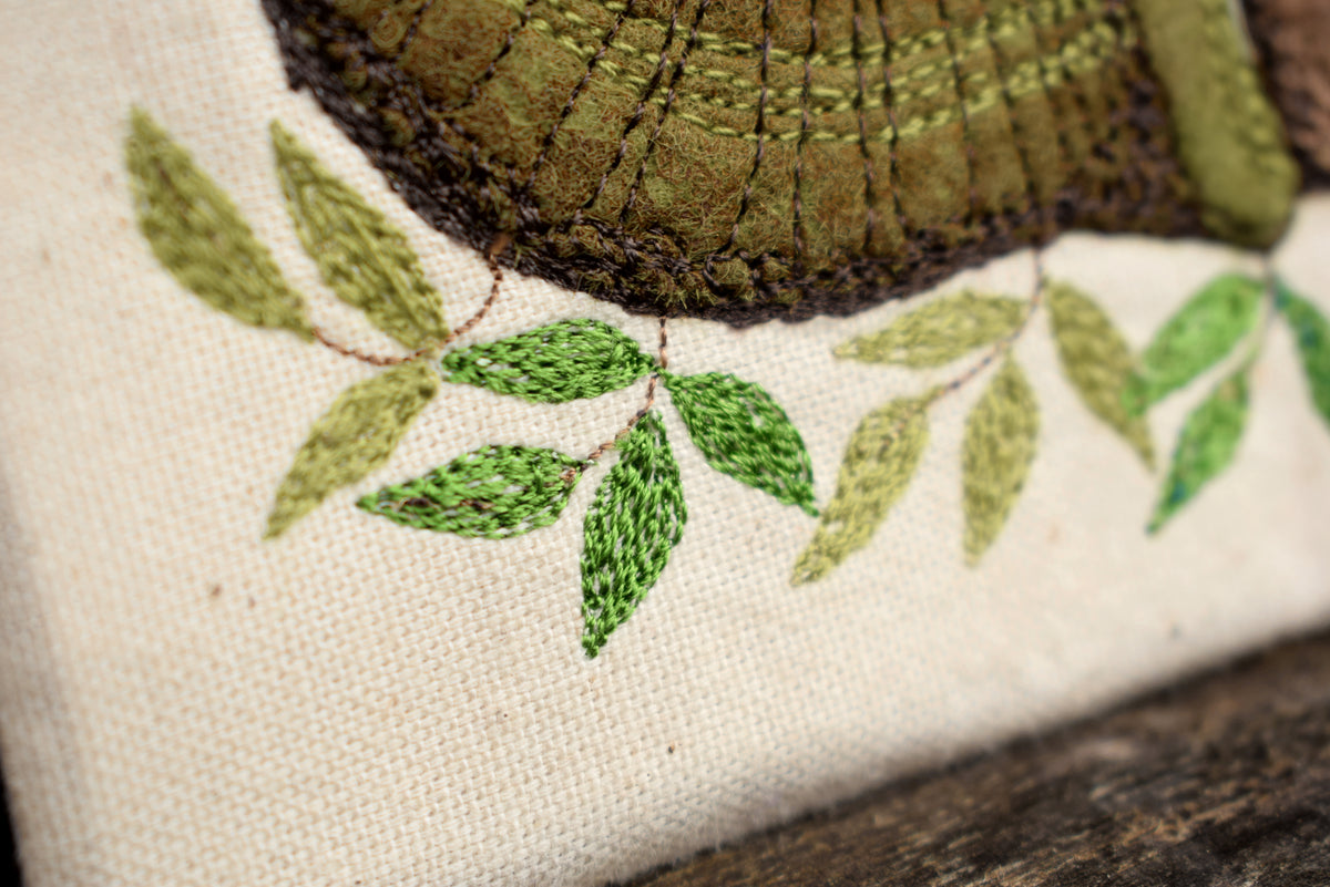 Handmade Embroidered Deer Snail Wall Hanging
