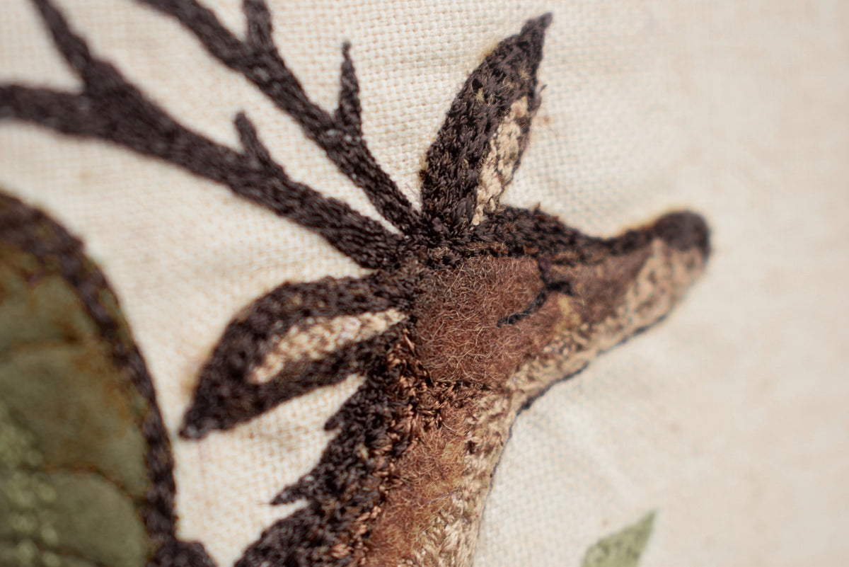 Handmade Embroidered Deer Snail Wall Hanging