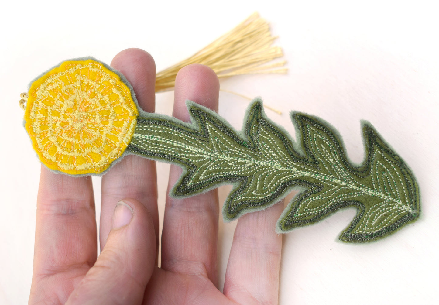Dandelion bookmark - embroidered felt