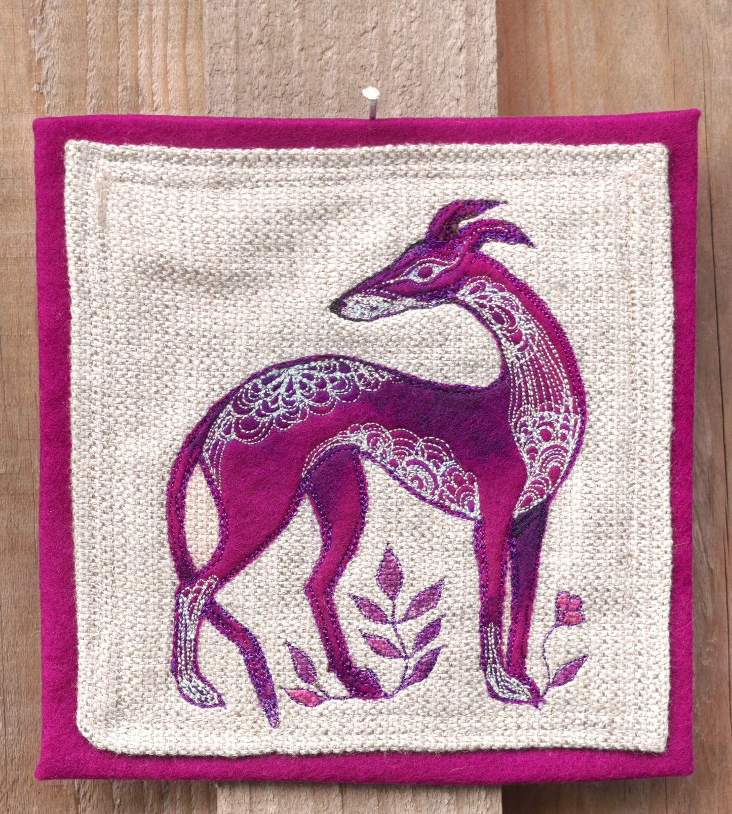 Sighthound wall hanging - embroidery