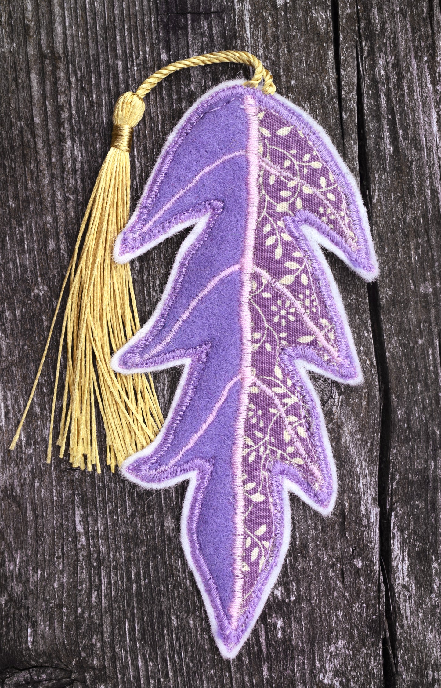 Leaf Bookmark (felt and floral patterned fabric)