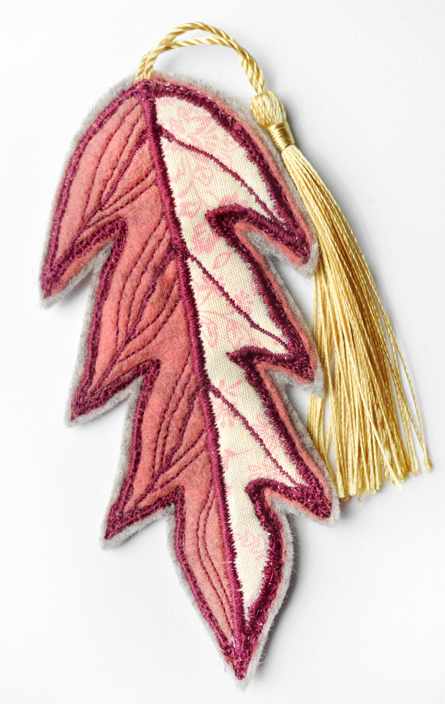 Leaf Bookmark (merino felt and cotton floral patterned fabric)
