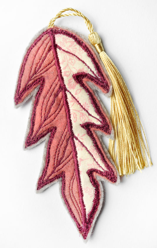 Leaf Bookmark (merino felt and cotton floral patterned fabric)