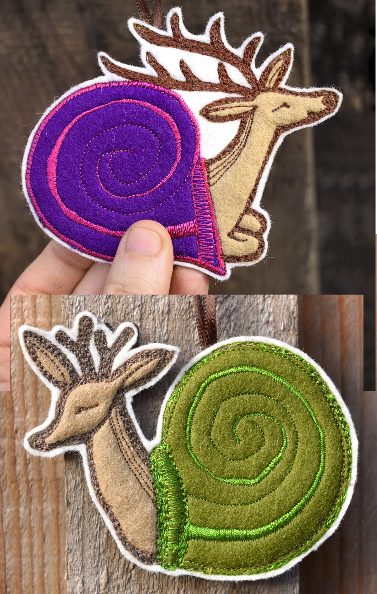 Deer Snail Ornament (2 designs available)