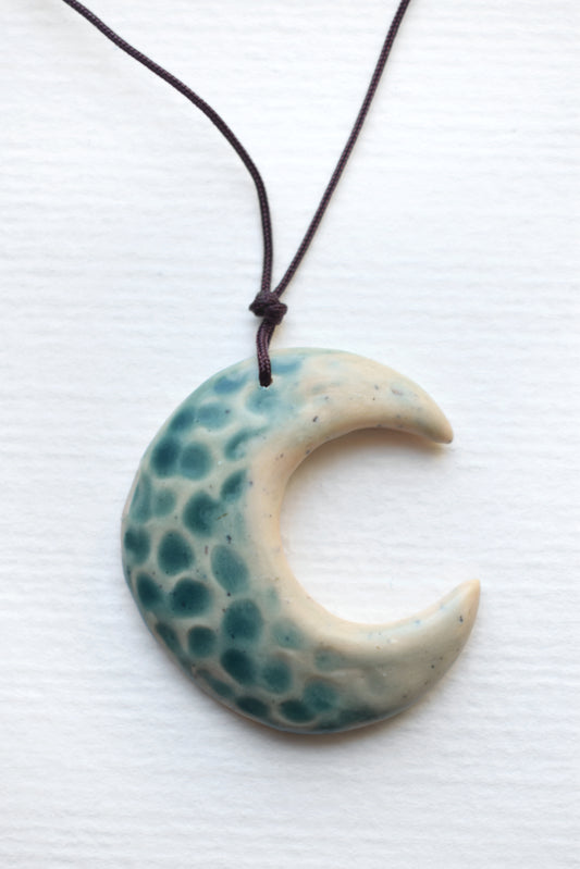 Crater Moon Polymer Clay Pendant