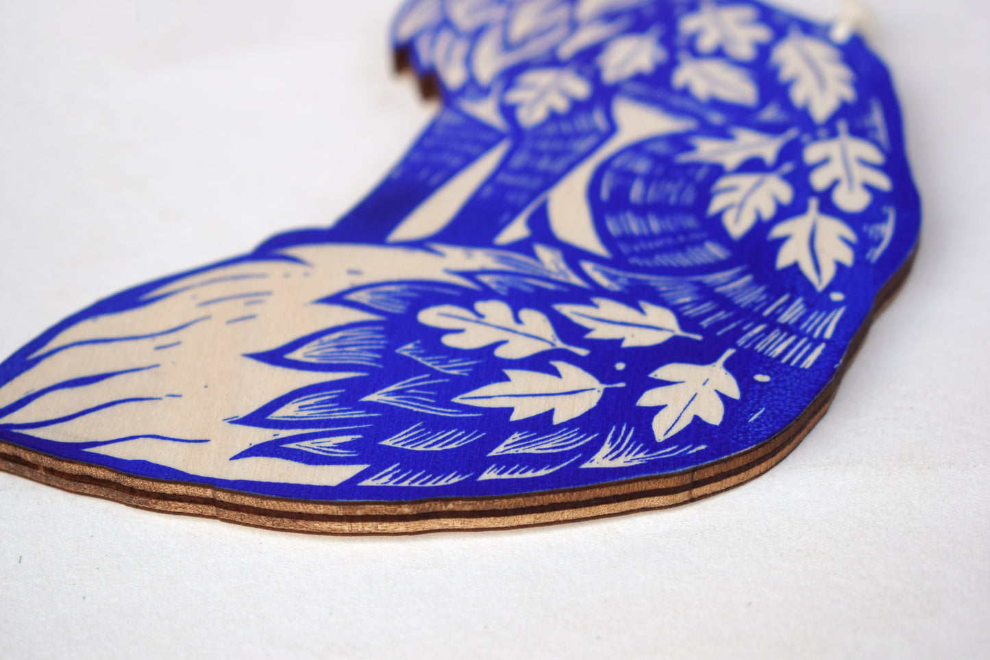 Ultramarine Wooden Fox Wall Hanging (f18)