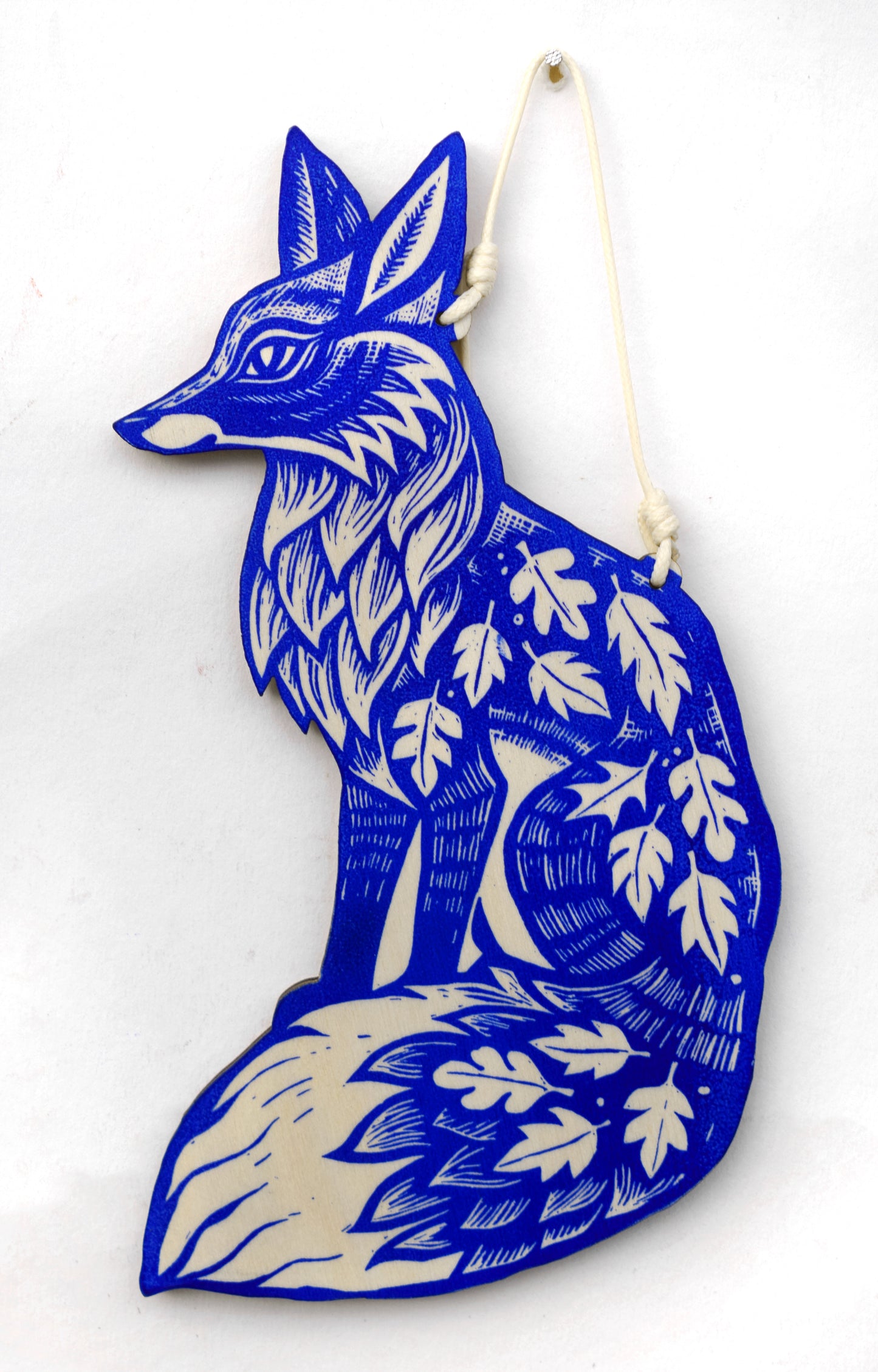 Ultramarine Wooden Fox Wall Hanging (f18)