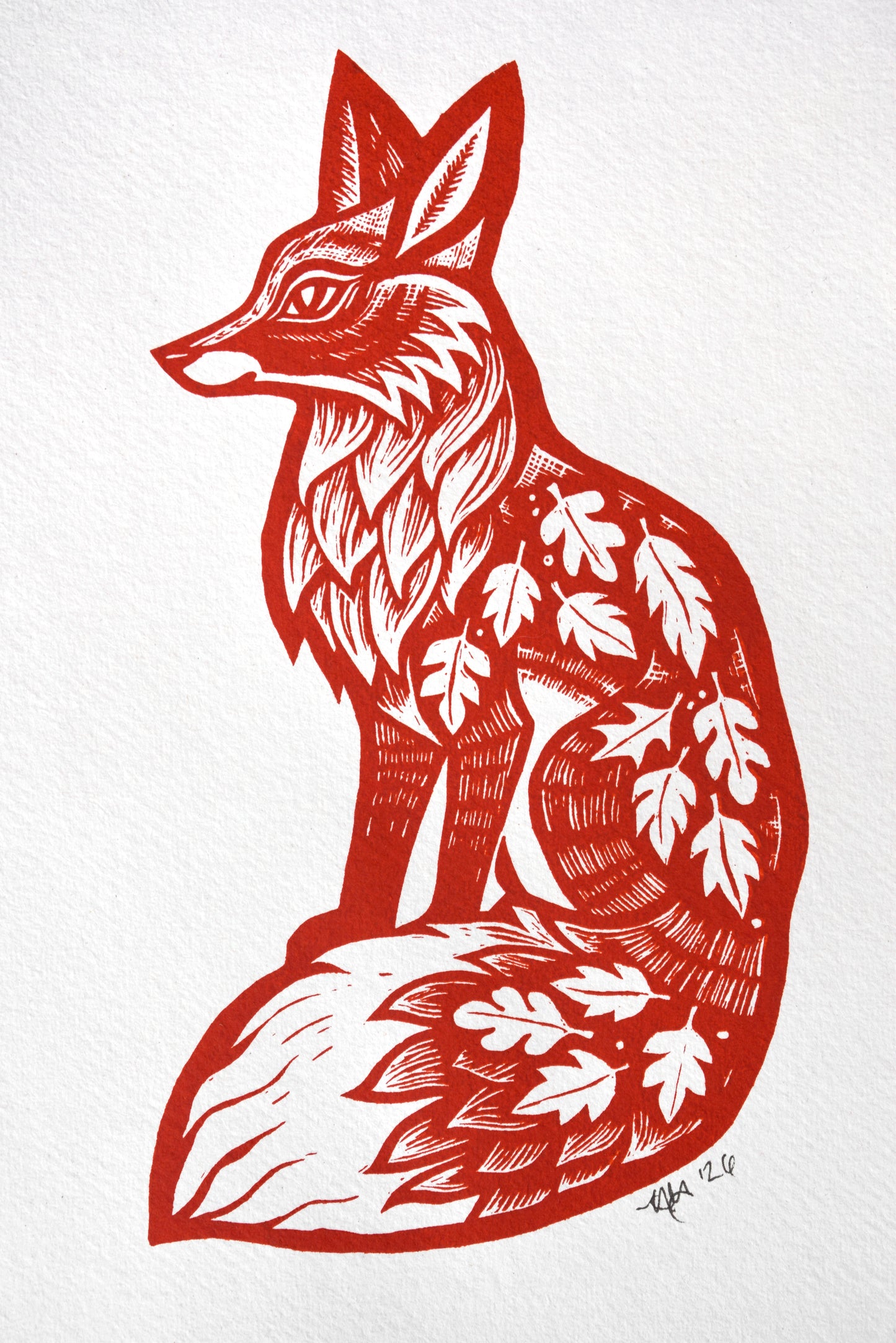 Burnt orange Screenprint on Khadi Cotton Rag (b24)