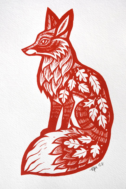 Burnt orange Screenprint on Khadi Cotton Rag (b24)