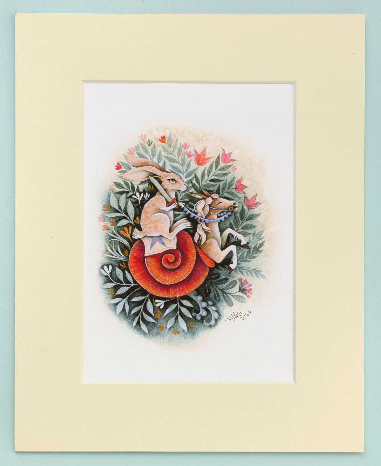 Battle Rabbit - Giclee Print of watercolour, mounted (unframed)