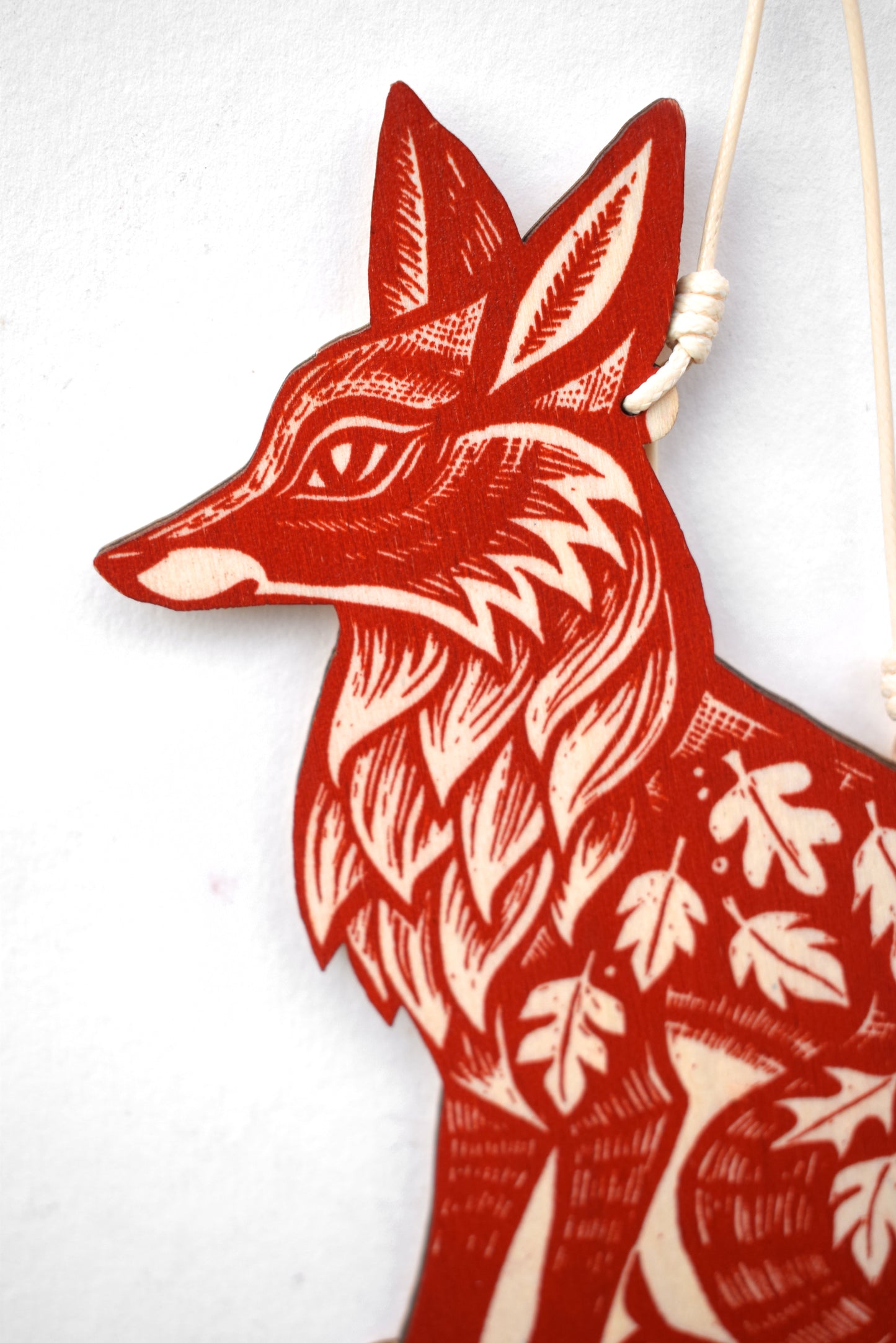 Burnt Orange Wooden Fox Wall Hanging (b22)